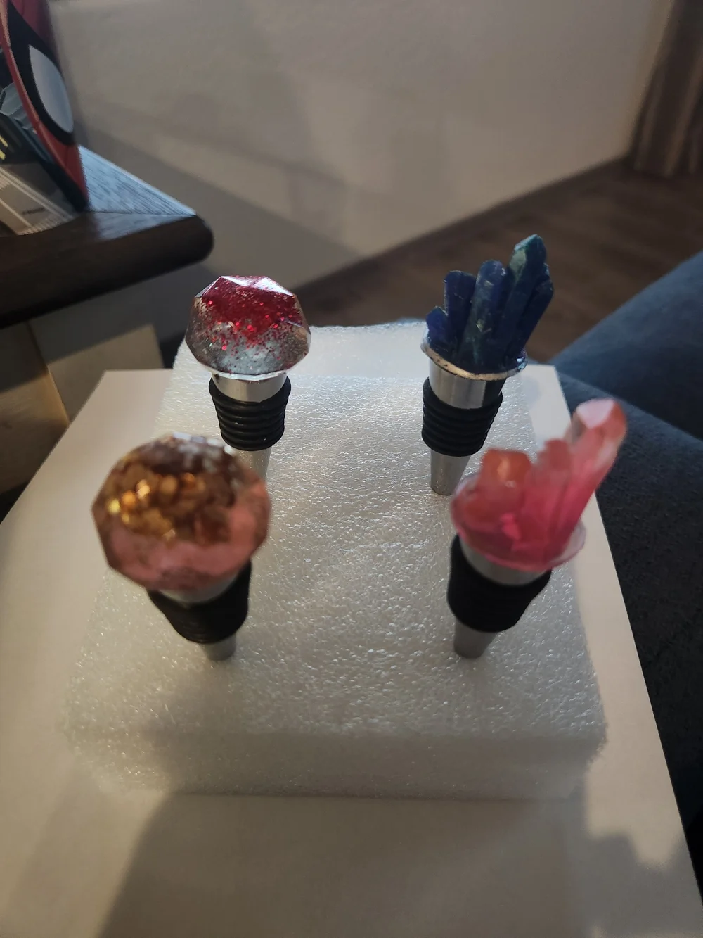 Resin Gem Wine Bottle Stopper - Pink, Blue, and Glitter Options